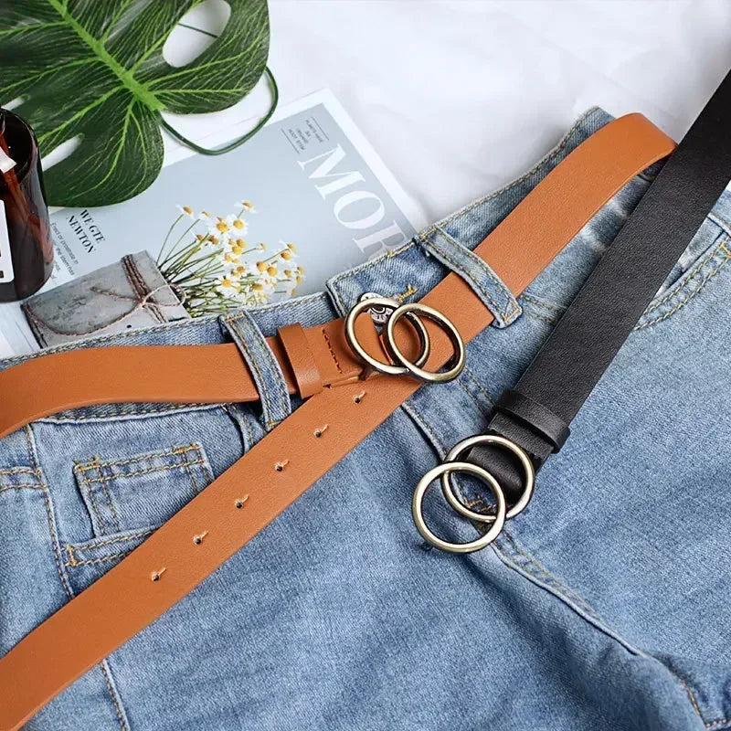 In Rome Aurora Belt – PU Leather with Double Ring Metal Buckle