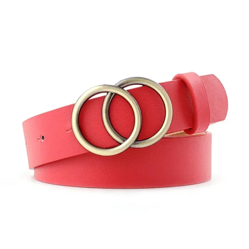 In Rome Aurora Belt – PU Leather with Double Ring Metal Buckle