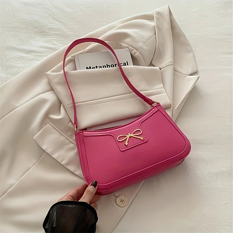 In Rome Siena Bow Bag – Elegant PU Leather Shoulder Bag with Chic Bowknot Detail