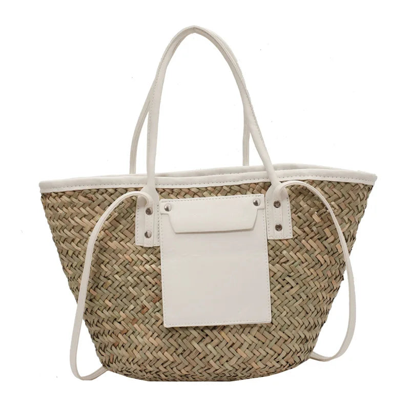In Rome Capri Bag – Handmade Straw Tote with Chain Detail and Large Capacity