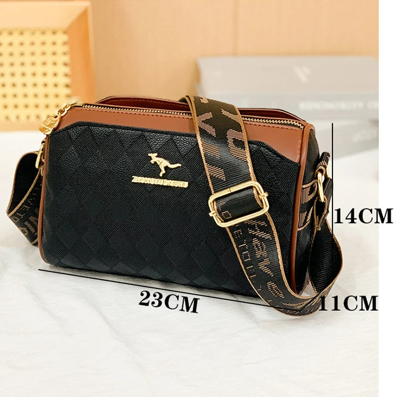 In Rome Milano Crossbody – Luxury Checkered PU Leather Shoulder Bag