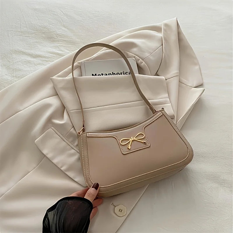In Rome Siena Bow Bag – Elegant PU Leather Shoulder Bag with Chic Bowknot Detail
