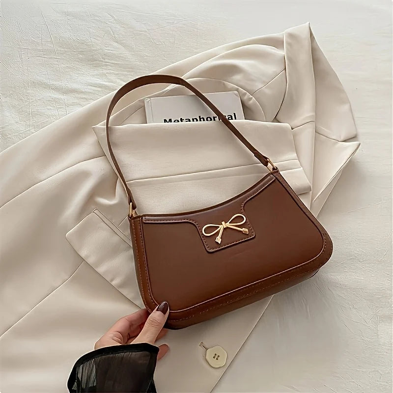 In Rome Siena Bow Bag – Elegant PU Leather Shoulder Bag with Chic Bowknot Detail