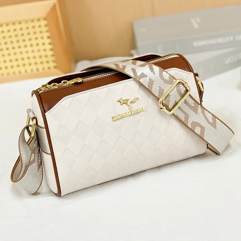 In Rome Milano Crossbody – Luxury Checkered PU Leather Shoulder Bag