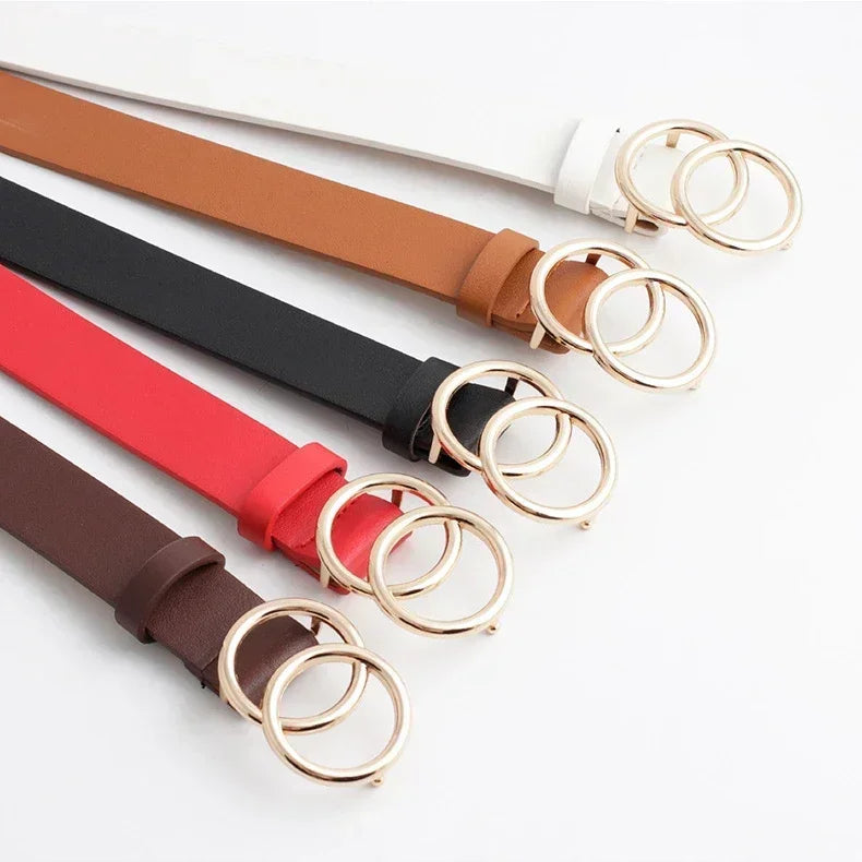 In Rome Aurora Belt – PU Leather with Double Ring Metal Buckle