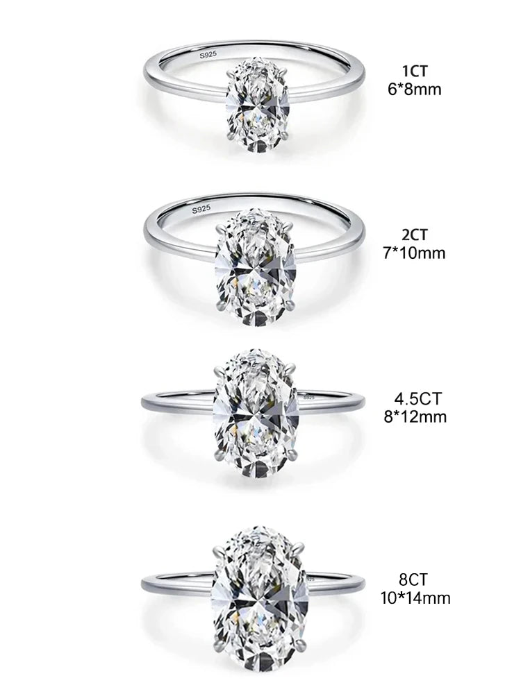 925 Sterling Silver Oval Zircon Ring – Timeless Elegance for Engagements & Weddings