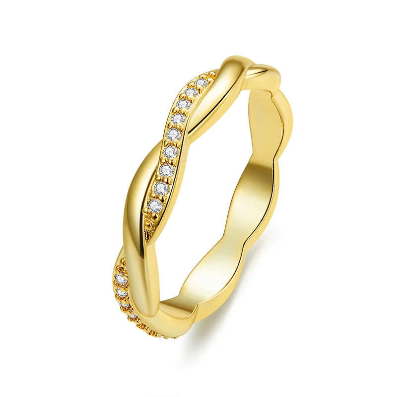 WOSTU 925 Sterling Silver Shimmering Wish Ring – Elegant Stackable Zircon Band Inspired by Timeless Roman Fashion