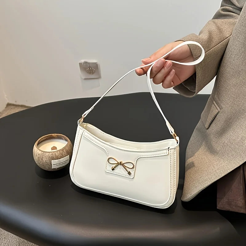 In Rome Siena Bow Bag – Elegant PU Leather Shoulder Bag with Chic Bowknot Detail