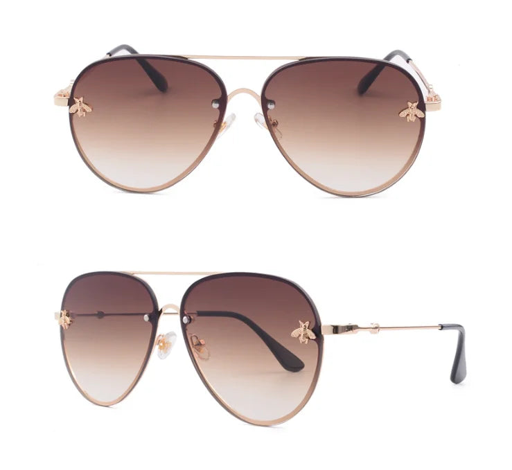 In Rome Aviatore Sunglasses – Luxury Bee Detail Alloy Frame UV400 Protection