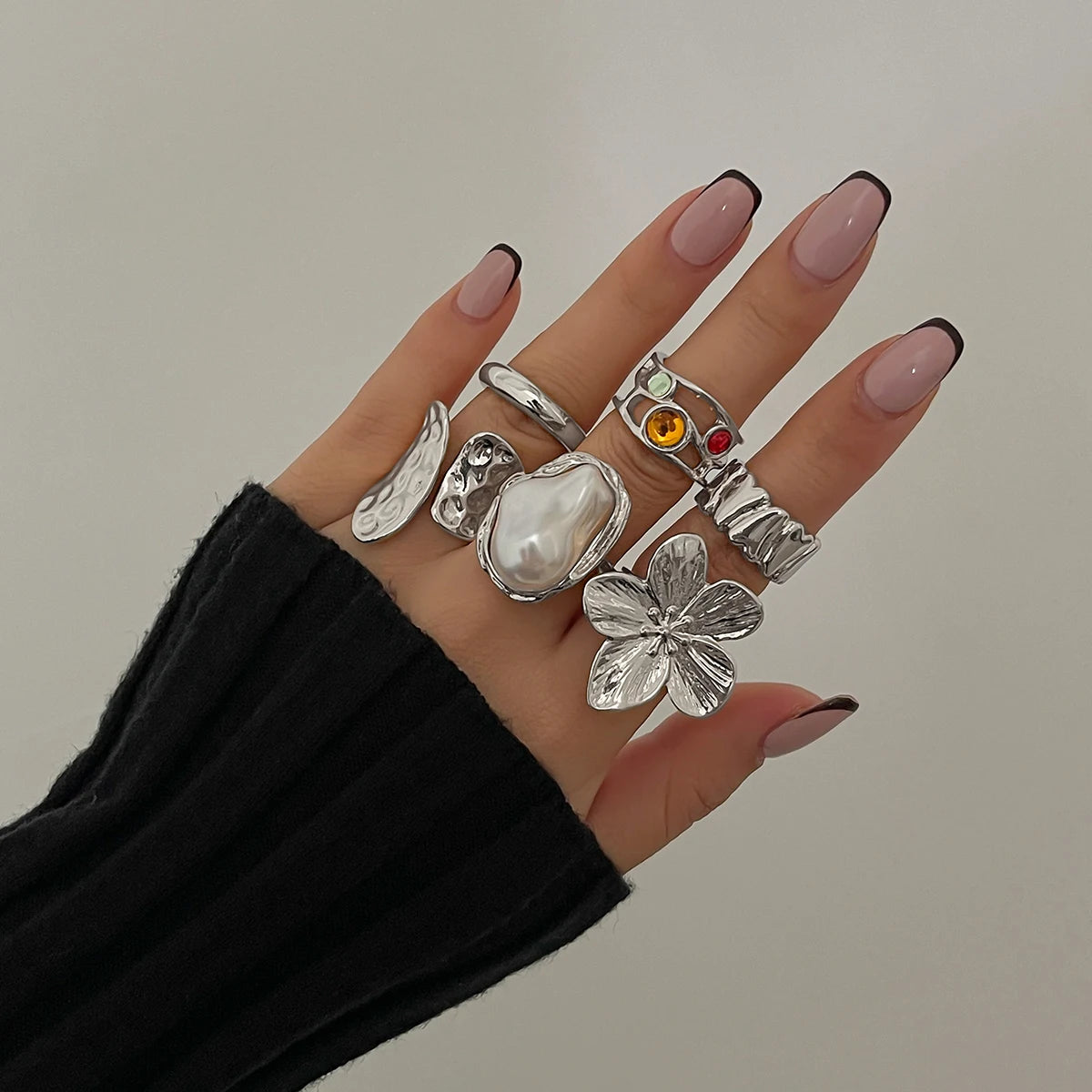 Ingemark 2025 Irregular Baroque Flower Open Ring – Elegant Imitation Pearl Statement Jewellery for Women