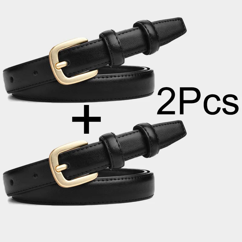 In Rome Duo Set – Women’s PU Leather Belts with Retro Needle Buckle (2 Pieces)