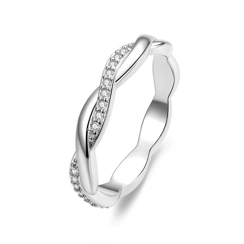WOSTU 925 Sterling Silver Shimmering Wish Ring – Elegant Stackable Zircon Band Inspired by Timeless Roman Fashion