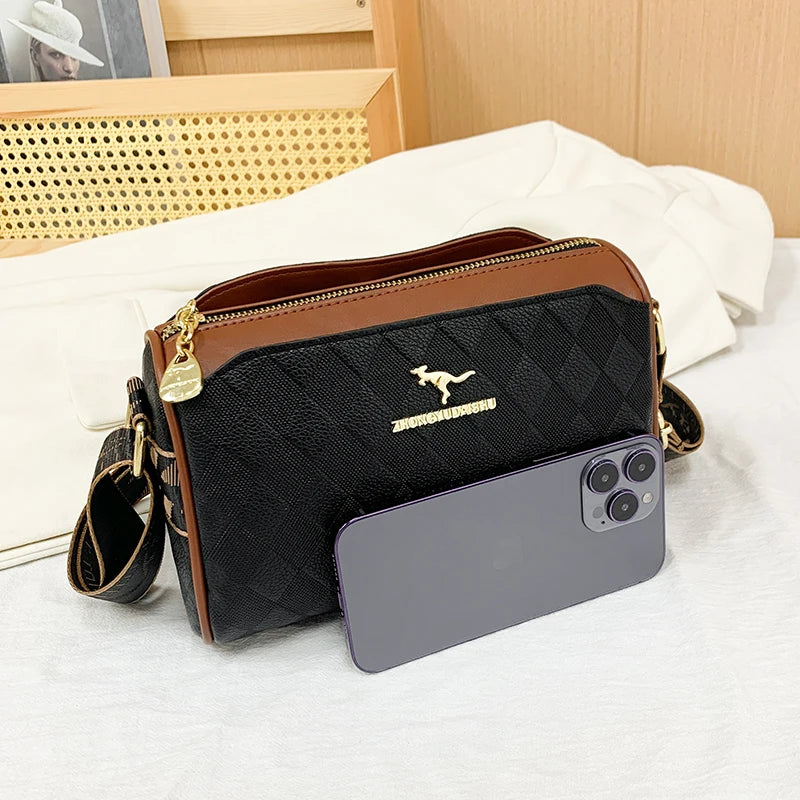In Rome Milano Crossbody – Luxury Checkered PU Leather Shoulder Bag