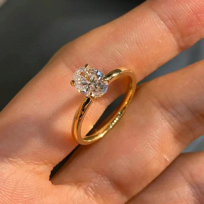 925 Sterling Silver Oval Zircon Ring – Timeless Elegance for Engagements & Weddings