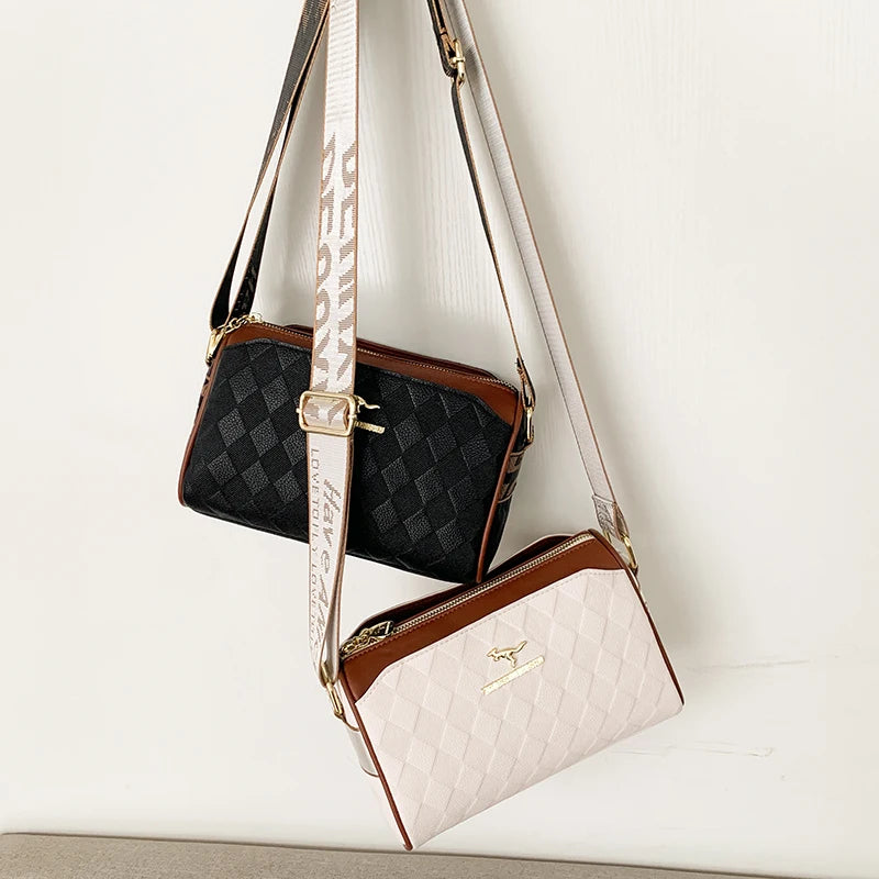 In Rome Milano Crossbody – Luxury Checkered PU Leather Shoulder Bag