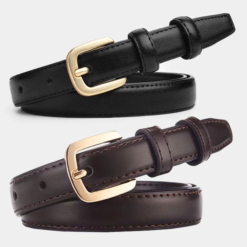 In Rome Duo Set – Women’s PU Leather Belts with Retro Needle Buckle (2 Pieces)
