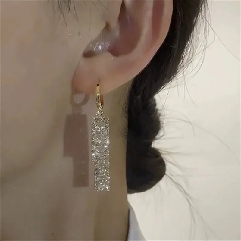 New Fashion Elegant Rectangular Zircon Drop Earrings – Timeless Women’s Jewelry for Weddings, Parties & Premium Gifts