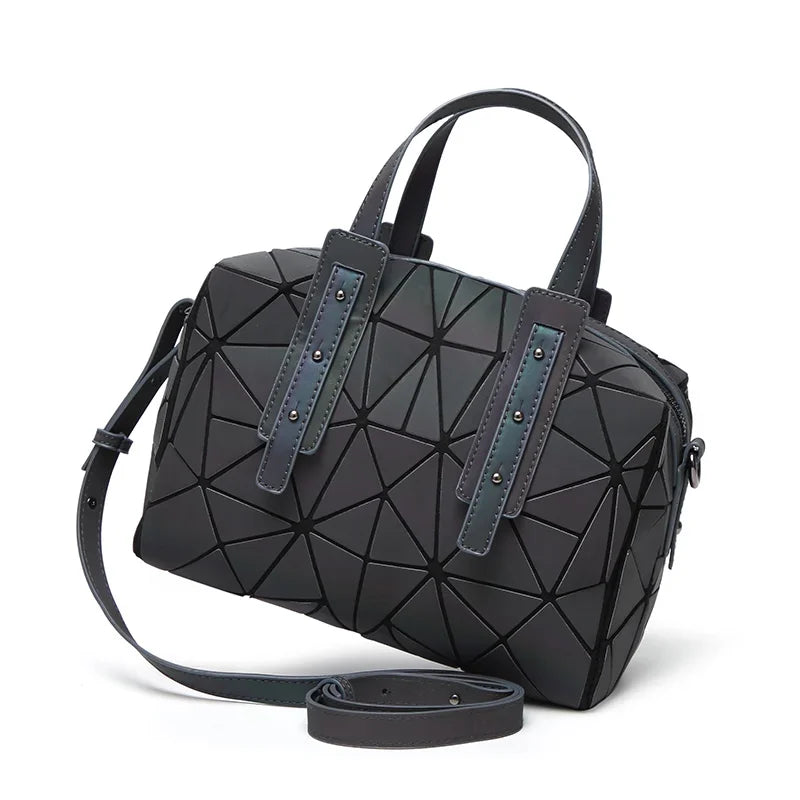 In Rome Luminous Geometric Boston Bag – Women’s Laser Sequin Shoulder & Crossbody Handbag
