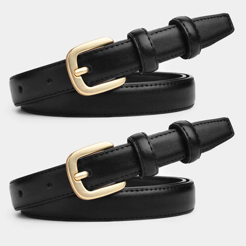 In Rome Duo Set – Women’s PU Leather Belts with Retro Needle Buckle (2 Pieces)
