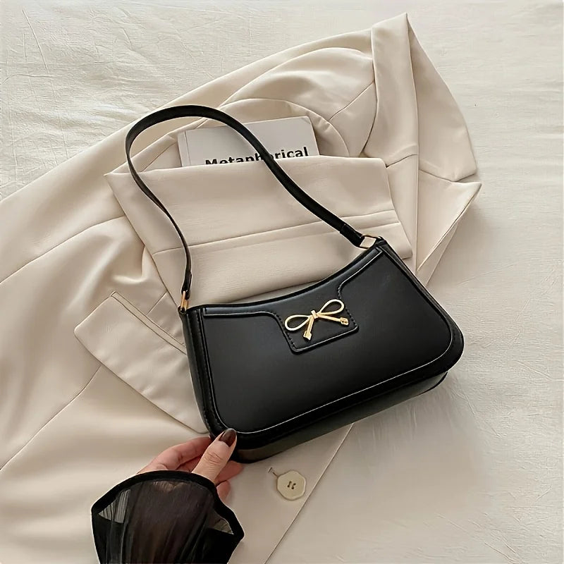 In Rome Siena Bow Bag – Elegant PU Leather Shoulder Bag with Chic Bowknot Detail