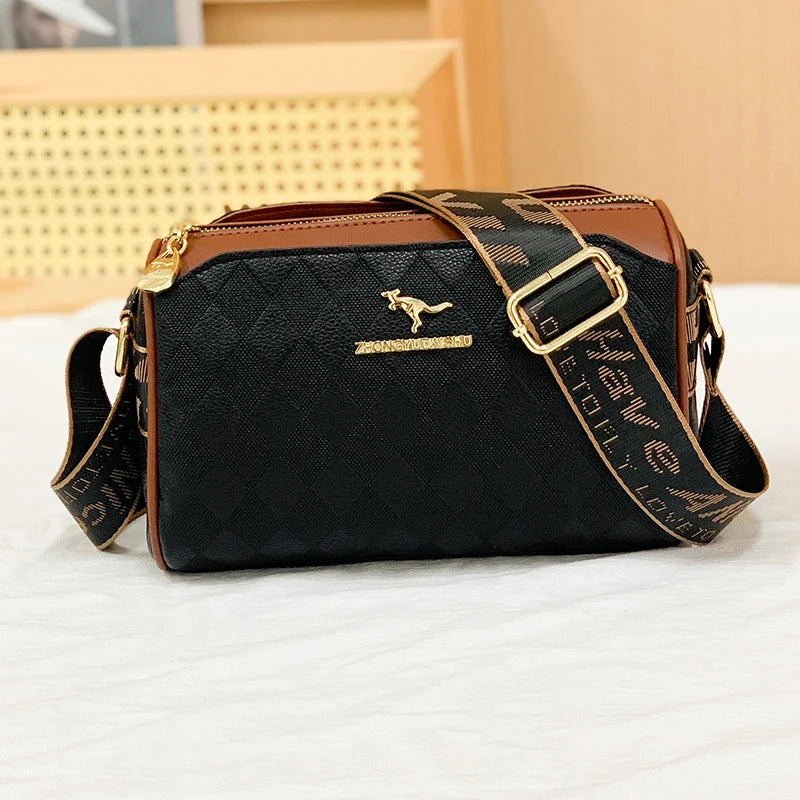 In Rome Milano Crossbody – Luxury Checkered PU Leather Shoulder Bag