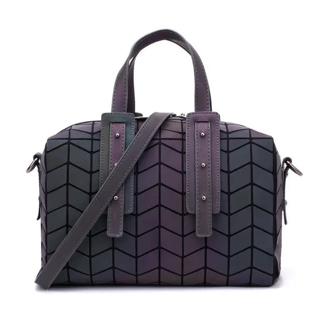 In Rome Luminous Geometric Boston Bag – Women’s Laser Sequin Shoulder & Crossbody Handbag