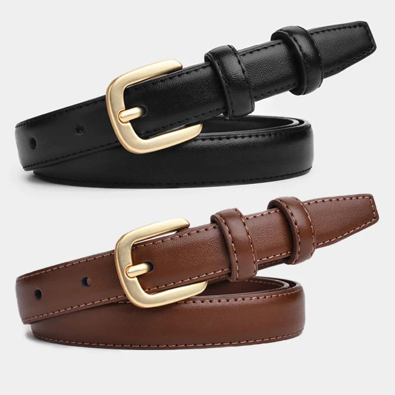 In Rome Duo Set – Women’s PU Leather Belts with Retro Needle Buckle (2 Pieces)