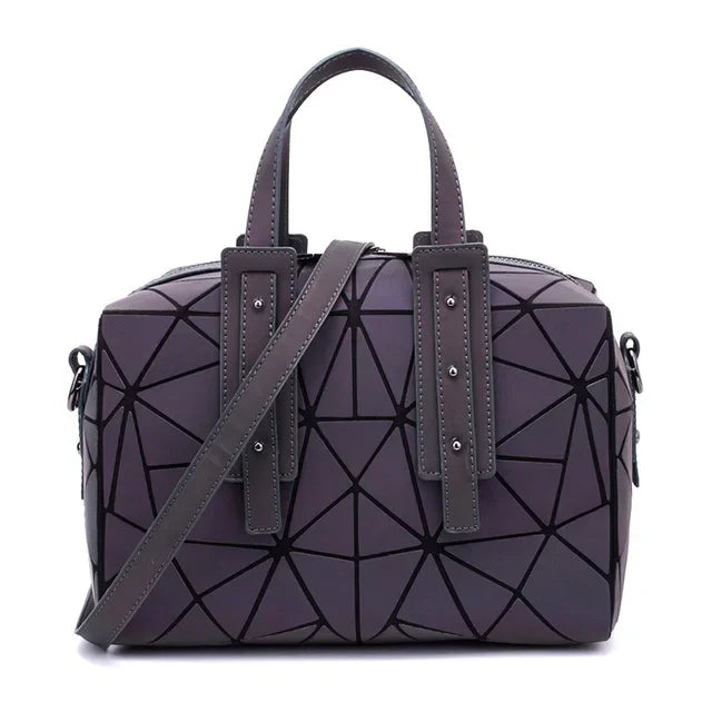 In Rome Luminous Geometric Boston Bag – Women’s Laser Sequin Shoulder & Crossbody Handbag