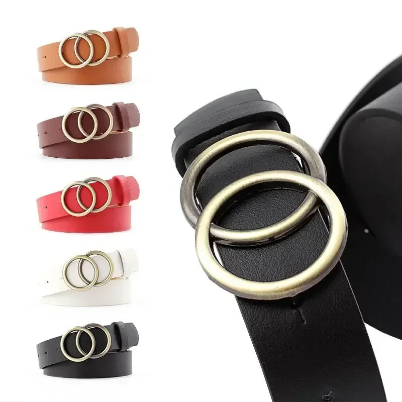 In Rome Aurora Belt – PU Leather with Double Ring Metal Buckle