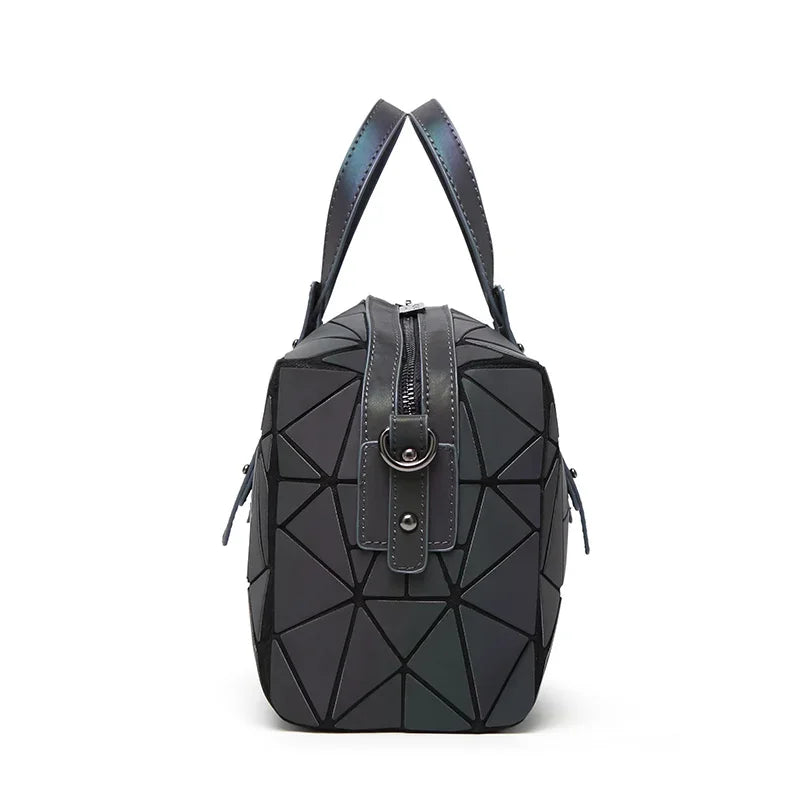 In Rome Luminous Geometric Boston Bag – Women’s Laser Sequin Shoulder & Crossbody Handbag