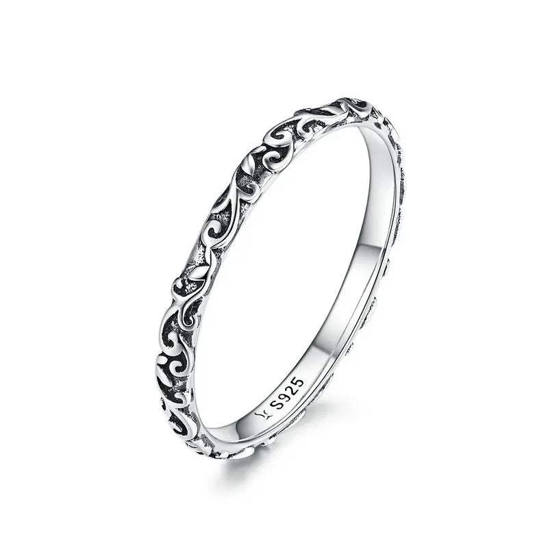 WOSTU 925 Sterling Silver Shimmering Wish Ring – Elegant Stackable Zircon Band Inspired by Timeless Roman Fashion