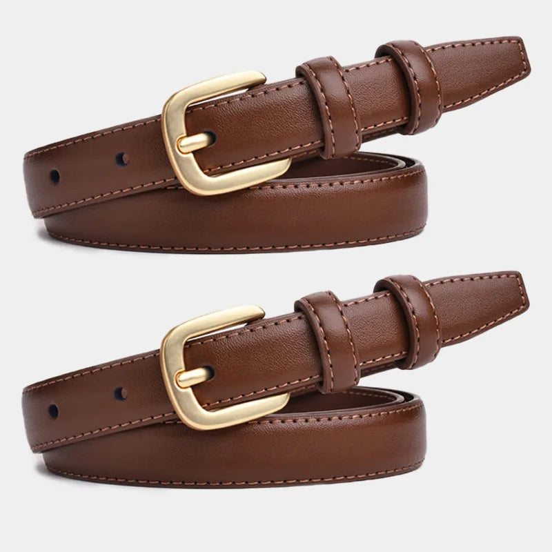 In Rome Duo Set – Women’s PU Leather Belts with Retro Needle Buckle (2 Pieces)