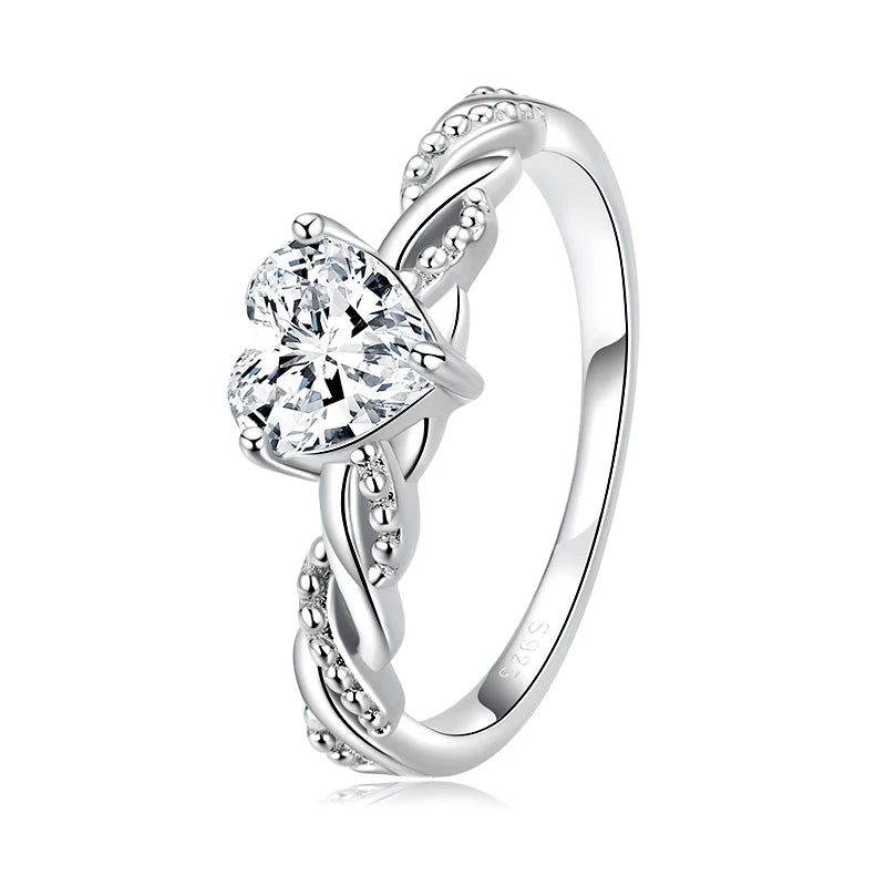 WOSTU 925 Sterling Silver Shimmering Wish Ring – Elegant Stackable Zircon Band Inspired by Timeless Roman Fashion