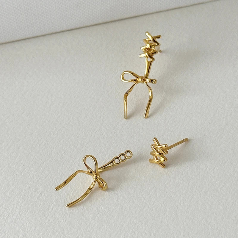 Yerik Y2K Ribbon Bow-Knot Ring & Ear Cuff Set – Ballet Aesthetic K-Pop Inspired Women’s Jewellery