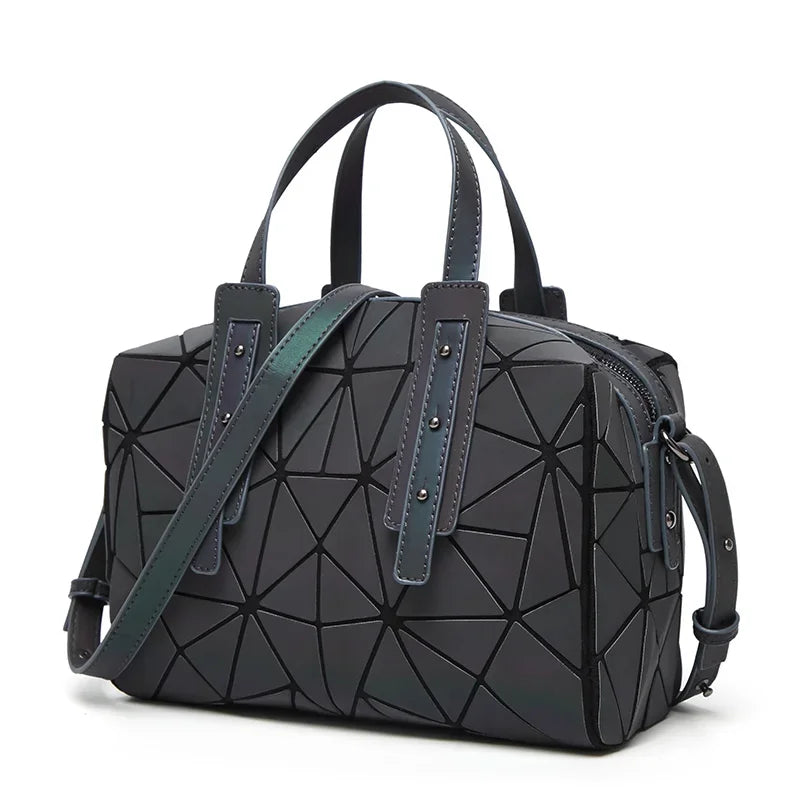 In Rome Luminous Geometric Boston Bag – Women’s Laser Sequin Shoulder & Crossbody Handbag