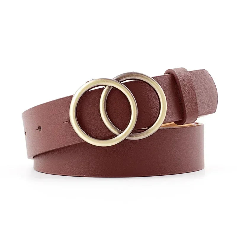 In Rome Aurora Belt – PU Leather with Double Ring Metal Buckle