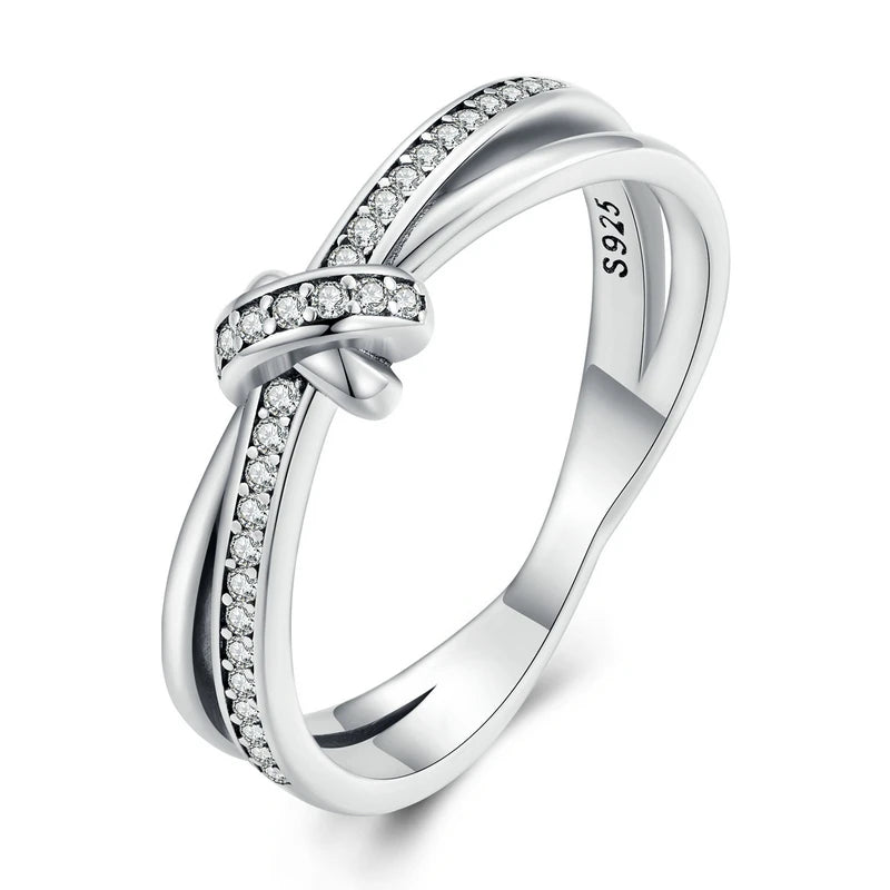 WOSTU 925 Sterling Silver Shimmering Wish Ring – Elegant Stackable Zircon Band Inspired by Timeless Roman Fashion