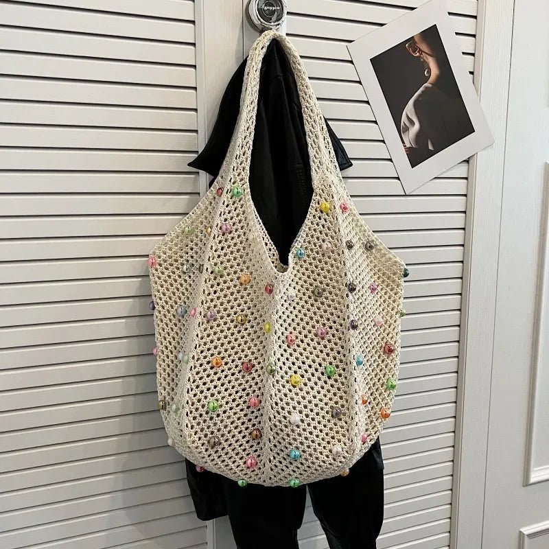 In Rome Ischia Woven Tote – Summer Resort Cotton Shoulder Bag for Beach & Casual Chic