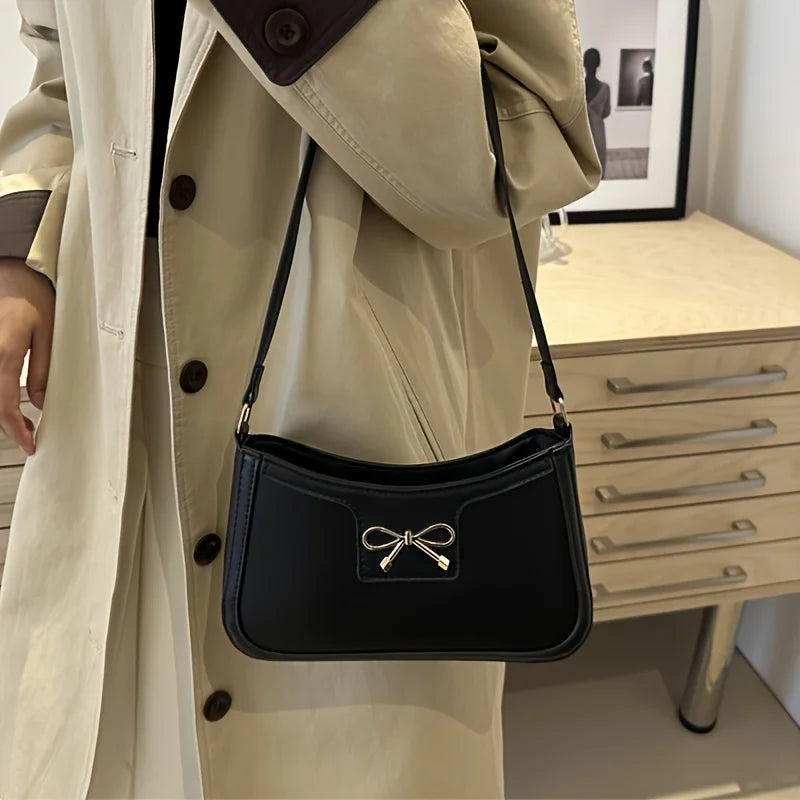 In Rome Siena Bow Bag – Elegant PU Leather Shoulder Bag with Chic Bowknot Detail