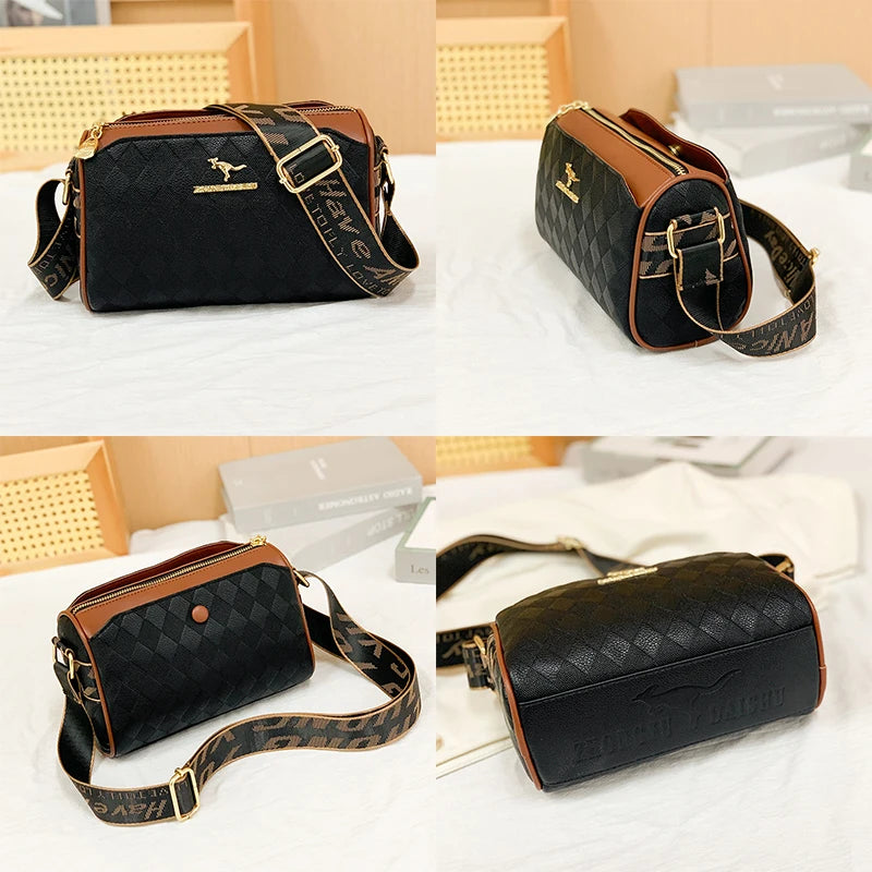 In Rome Milano Crossbody – Luxury Checkered PU Leather Shoulder Bag