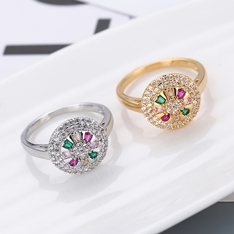Colourful Zirconia Ring – Elegant & Festive Sparkle