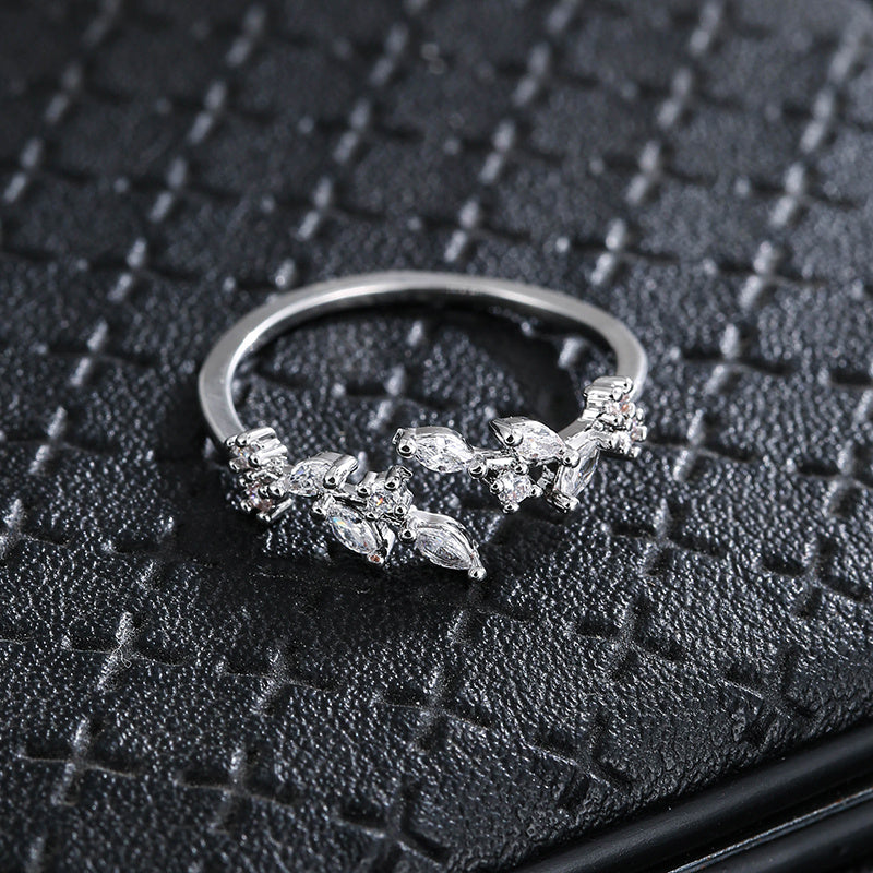 Stunning Zircon Inlaid Adjustable Open Ring – Where Elegance Meets Allure.
