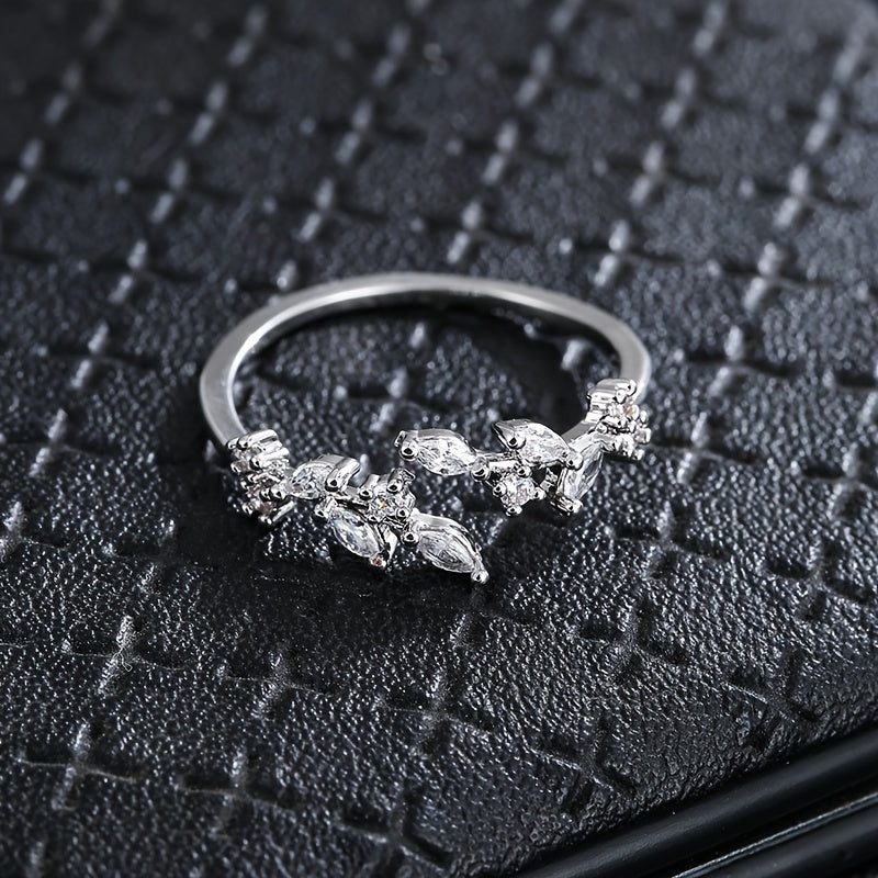 Stunning Zircon Inlaid Adjustable Open Ring – Where Elegance Meets Allure.