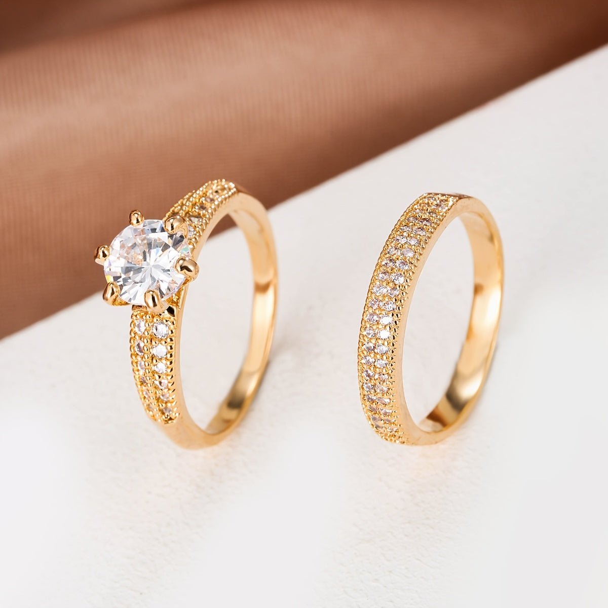 In Rome Aurelia Ring Set – 18K Gold Plated Cubic Zirconia Eternity Bands.