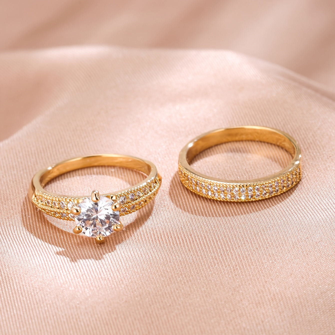 In Rome Aurelia Ring Set – 18K Gold Plated Cubic Zirconia Eternity Bands.