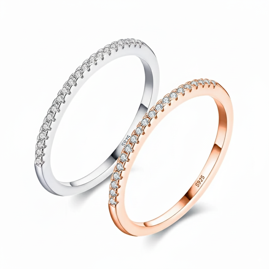 925 Sterling Silver Women’s Ring – Simulated Zircon Crystal Jewellery, Elegant Party & Wedding Band RJ222