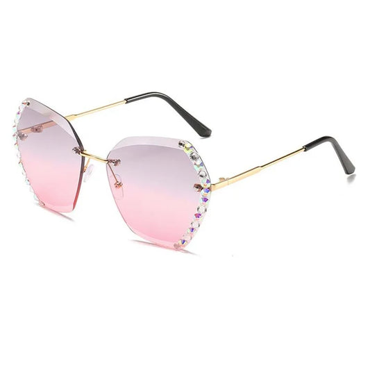 2021 Luxury Bling Rimless Sunglasses – Vintage Diamond-Inspired Fashion Shades with Sparkling Stones | UV400 Protection, Unisex Trendy Sun Glasses
