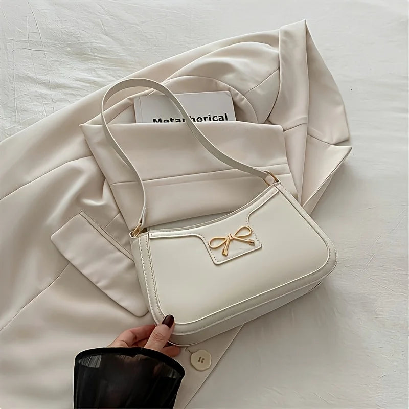 In Rome Siena Bow Bag – Elegant PU Leather Shoulder Bag with Chic Bowknot Detail
