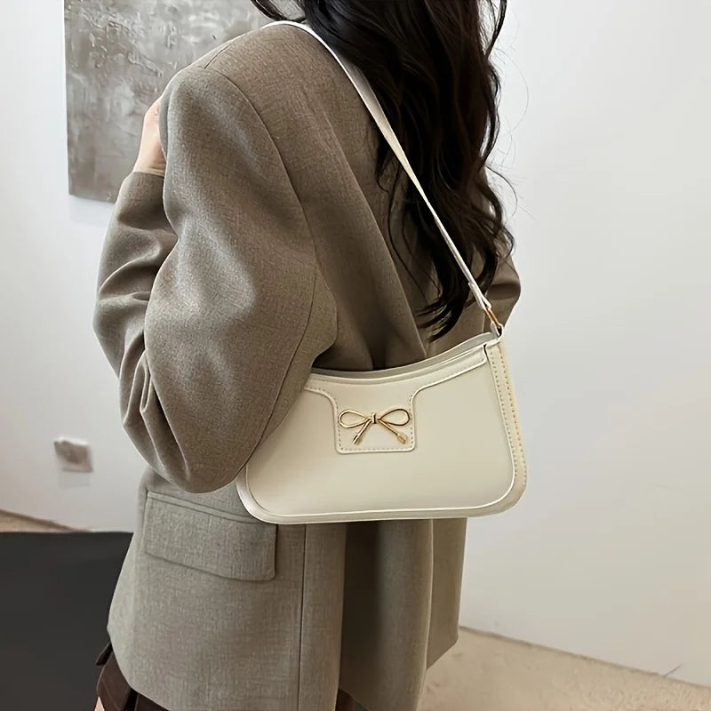 In Rome Siena Bow Bag – Elegant PU Leather Shoulder Bag with Chic Bowknot Detail