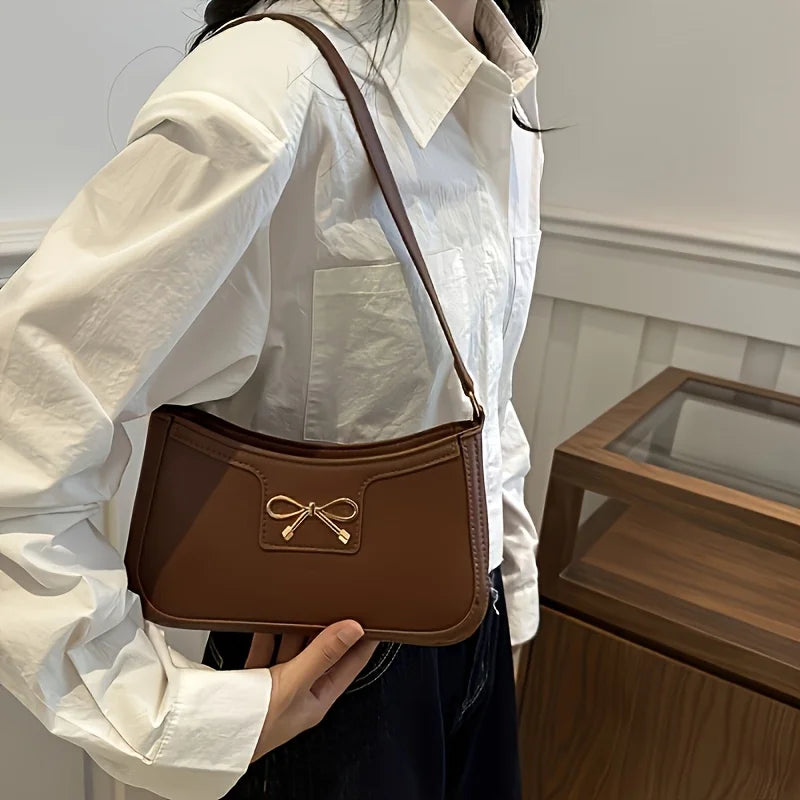 In Rome Siena Bow Bag – Elegant PU Leather Shoulder Bag with Chic Bowknot Detail